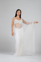 Ivory Lux Pearl Saree