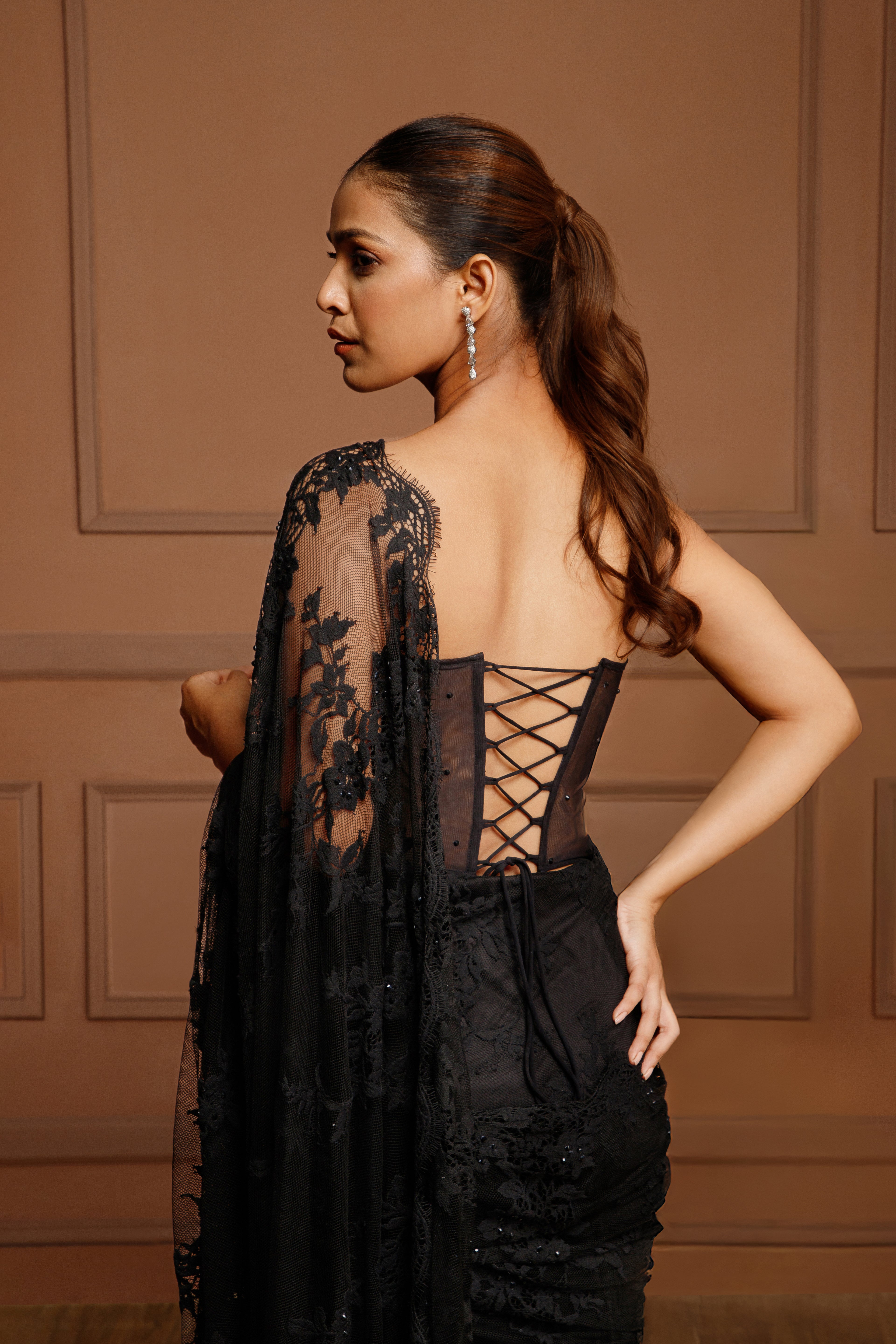 Black Corset Saree