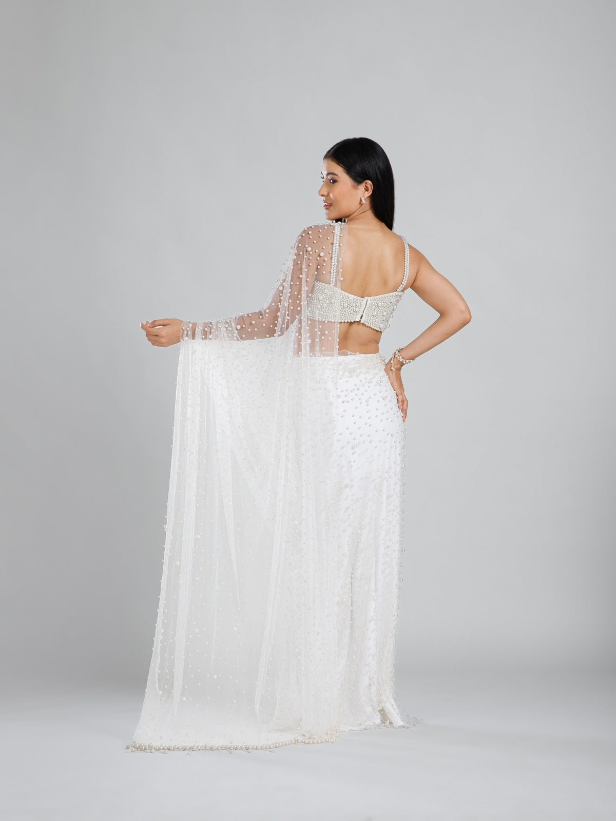 Ivory Lux Pearl Saree